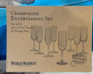 World Market Champagne Flutes. Two Sets of 12 Boxes.