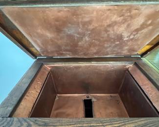 Vintage Oak Ice Chest with Copper Lining. Photo 3 of 4.