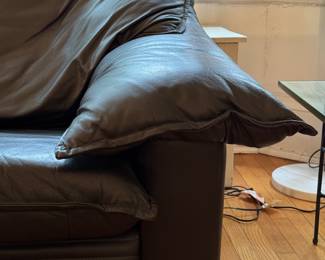 Vintage Giovanni Erba & Co Leather Two-Seat Sofa. Measures 70" W x 40" D. Photo 3 of 4.