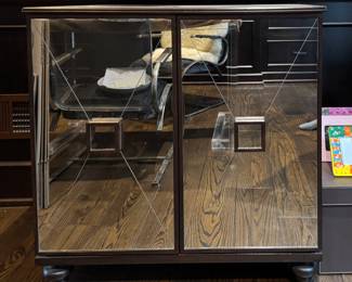Horchow Mirrored Cabinet / Bar. Measures 34" W x 21" D x 34" H. Photo 1 of 4.