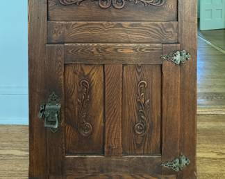 Vintage Oak Ice Chest with Copper Lining. Photo 1 of 4.