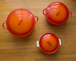 Vintage Belgium Orange Cast Iron Cookware. Photo 2 of 3.