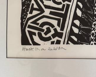 "Hook In A Swan," Linocut #23/25. Signed by Artist Tom Schneider. Measures Approximately 24" x 28" Overall. Photo 2 of 4.