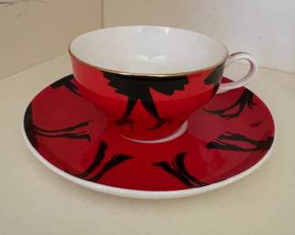 R. Toledo Red Fashion Tea Cup & Saucer. Photo 1 of 2.