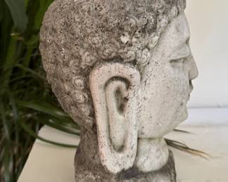 Cast Stone Buddha Head. Photo 2 of 3.