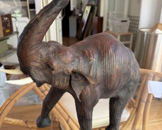 Vintage Leather Elephant Figurine.