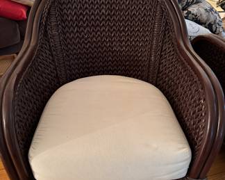 Pair of Rattan Chairs. Each Measures 20" W x 33" D.