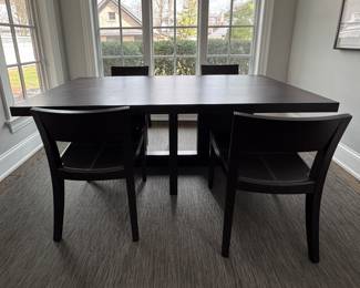 Manifesto Ebonized Wood Dining Table. Measures 79" W x 37" x 29" H with 36" Clearance. Photo 1 of 4.