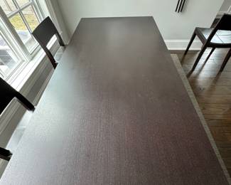 Manifesto Ebonized Wood Dining Table. Measures 79" W x 37" x 29" H with 36" Clearance. Photo 4 of 4.