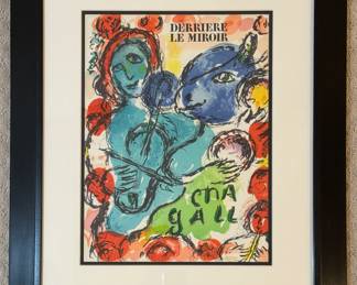 "Derriere Le Mirror" Vintage Marc Chagall Poster. Limited Edition of 150 Original Lithographs. Measures 11" x 15" ; 20" x 24" Overall. Photo 1 of 2.