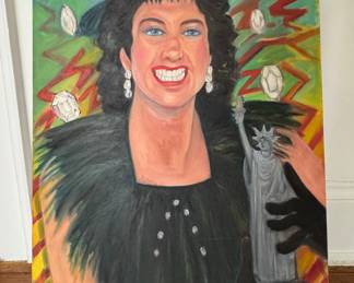 Portrait of a Woman. Oil on Canvas. Measures 28" x 38" Overall.