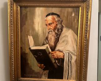 Jewish Rabbi Oil On Canvas by Lehmann