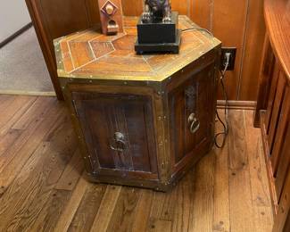 Vintage Wood Drum Side Table
