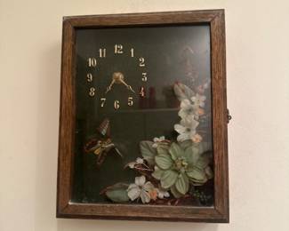 Vintage Shadow Box Clock With Dried Flowers