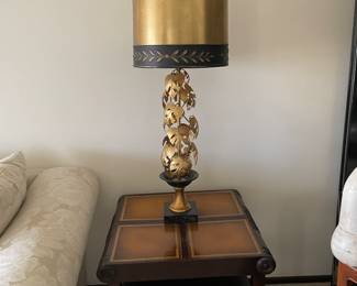 Pair of Large Hollywood Regency Table Lamps with Gold Accents