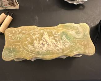 Genuine Incolay Stone Jewelry Box - Art Nouveau Style