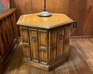 Vintage Wood Drum Side Table