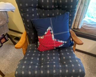 Vintage Wooden Rocking Chair with Cushioned Seat