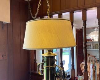 Vintage MCM Hanging Hollywood Regency Brass Swag Lamp Light