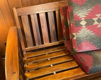 Mission Style Wood Sofa with Cushions