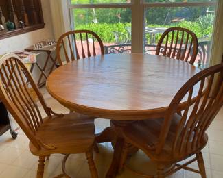 Solid Oak Round Dining Table and 2 Chairs