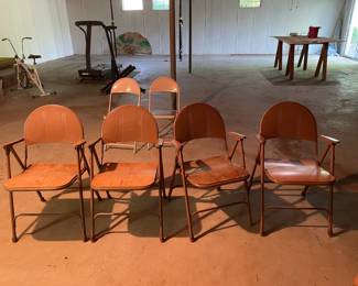 Vintage Wood Folding Chairs with Arm Rest