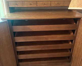 Paul McCobb West Michigan Furniture Co Mid-Century Modern Caned and Walnut Highboy Dresser