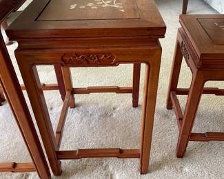 Vintage Chinese Carved Wood Nesting Tables - Set of 4 -