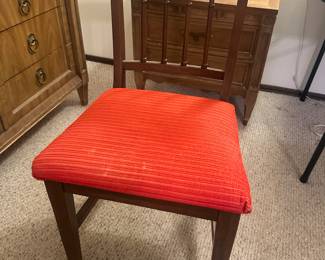 Vintage Wood Chair with Red Seat