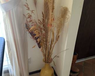 Mustard Vase with Pampas Grass 