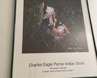 Charles Eagle Plume Indian Store Signed Print