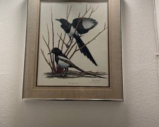 Ray Harm Signed Black-billed Magpie Bird Print
