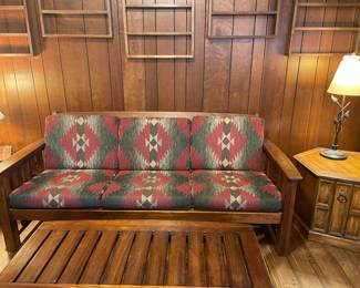 Mission Style Wood Sofa with Cushions