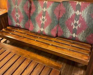 Mission Style Wood Sofa with Cushions