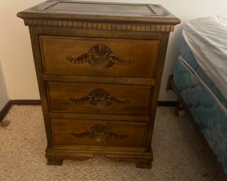 Antique Wood Nightstand - 3 Drawer