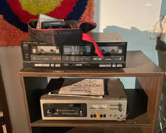 Vintage Fisher Dual Cassette Deck and Sharp Stereo Record Deck