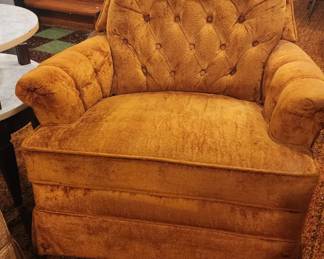 Vintage orange crushed velvet La-Z-Boy recliner