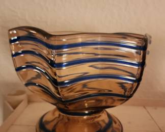 Czech glass footed bowl