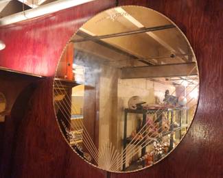 Round etched glass mirror