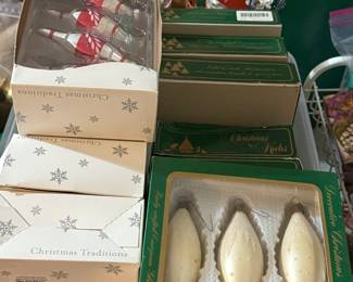 Christmas ornaments in boxes