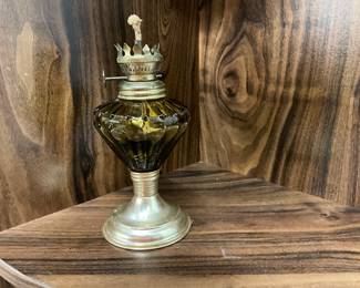 Amber Glass & Brass Oil Lamps