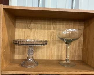 Manhattan Clear Pedestal Cake Stand by US Glass - Princess House Large Crytal Pedestal Margarita / Champagne Glass