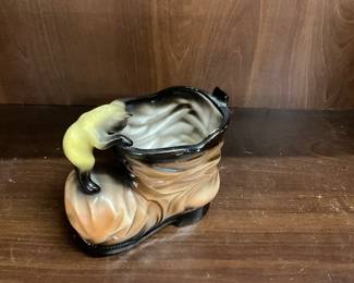 Siamese Kitten on Boot Planter