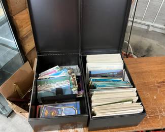 Assorted Post Cards in Metal Files