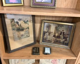 Vintage Framed Prints - Metal Paperweight - Small Metal Picture Frame
