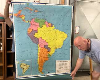 School Pull-Down Map of South America and Michael