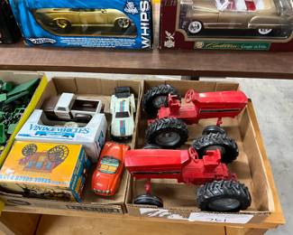 Assorted Die Cast Toys Cars - Stage Coach Metal Bank - IH International Red Die Cast Toy Tractors