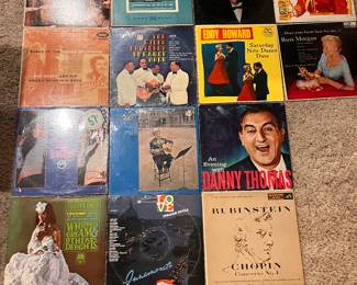Two huge bins of records, mostly from the 1960s