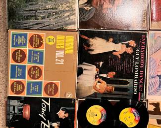 Two huge bins of records, mostly from the 1960s
