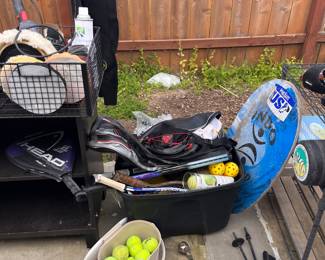 Skim board & tennis rackets